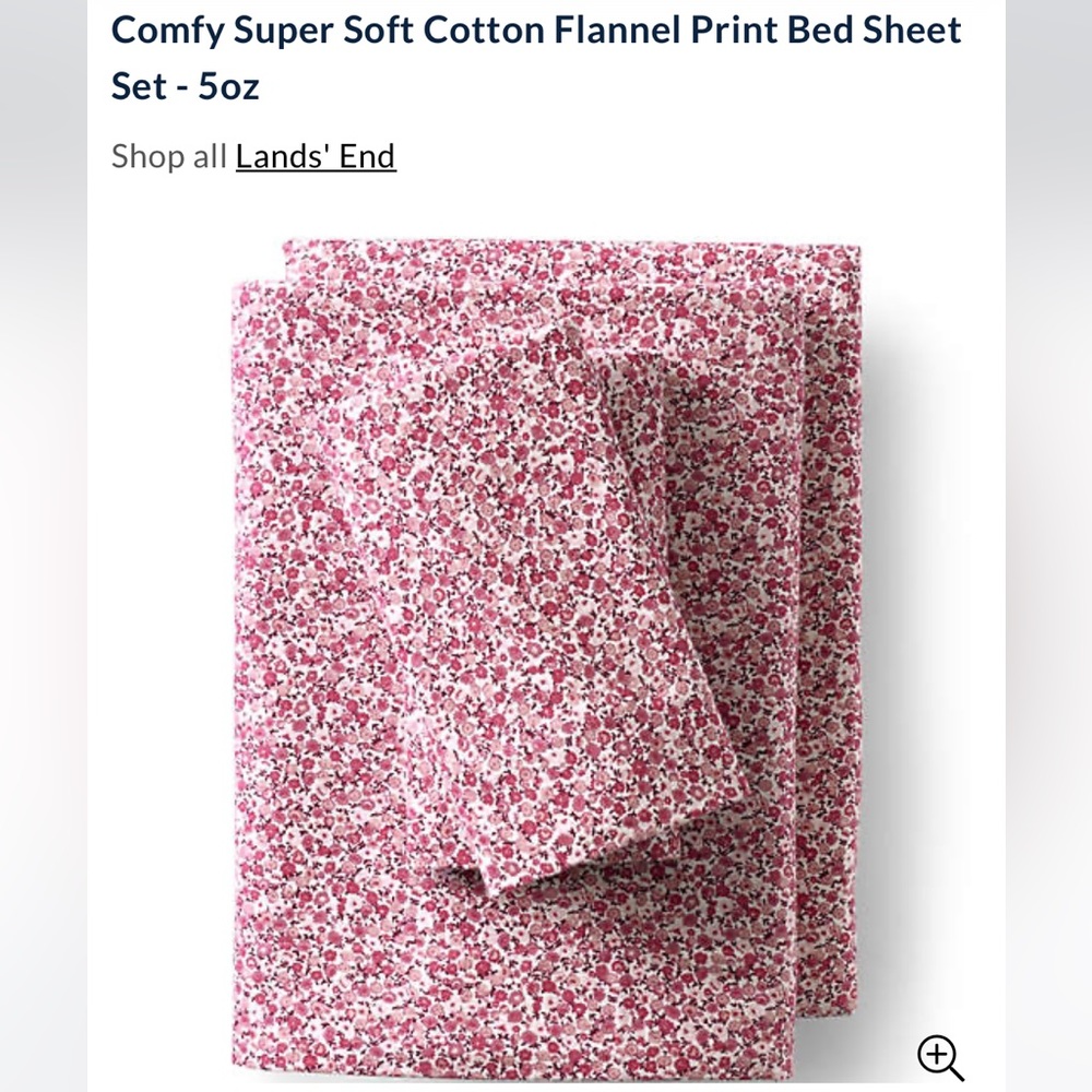 Land’s End Queen flannel sheet set + 2 pillow extra cases